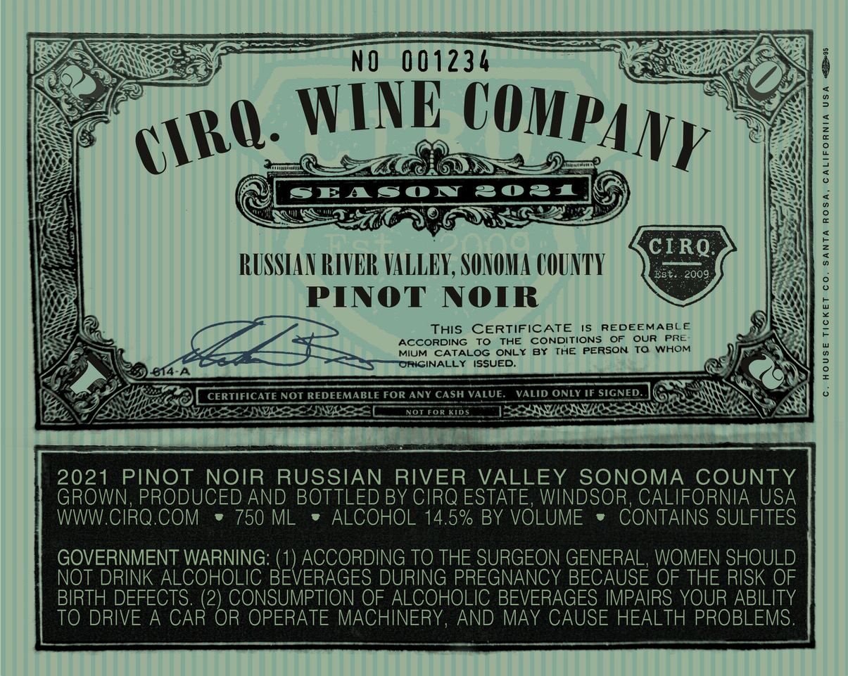 2021 Russian River Valley Pinot Noir Label
